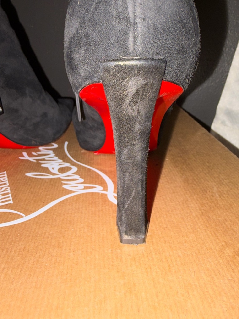 Christian Louboutin Condora Black Suede Pointed Ankle Booties with Red Heel - Picture 4 of 7